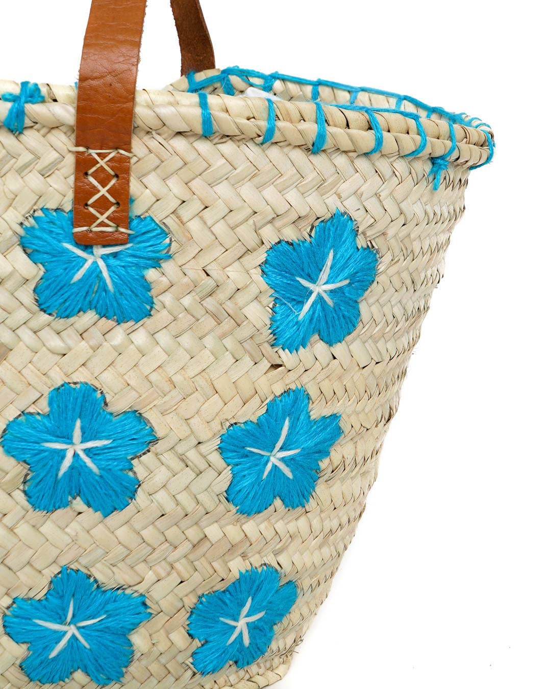 Logionline SLU – wholesale Strandväska – Naturlig palmblomma och ullväska - läderhandtag1