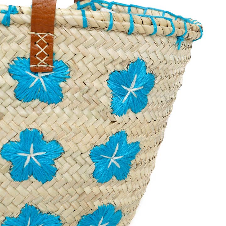 Logionline SLU – wholesale Strandväska – Naturlig palmblomma och ullväska - läderhandtag1