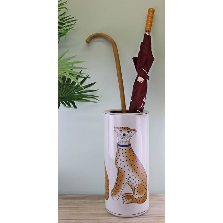 Geko Products – wholesale Umbrella stand – Ceramic Umbrella Stand, Leopard Design
