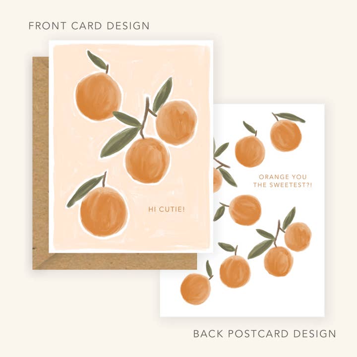 Carte écologique Hi Cutie+Orange You the Sweetest pour la vente par Golden Beam Co.