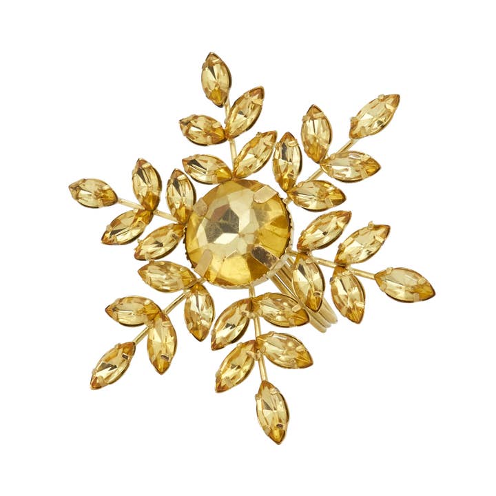 Saro Lifestyle - Wholesale Napkin ring - Festive Flurry Beaded Snowflake Napkin Ring (Set of 4)