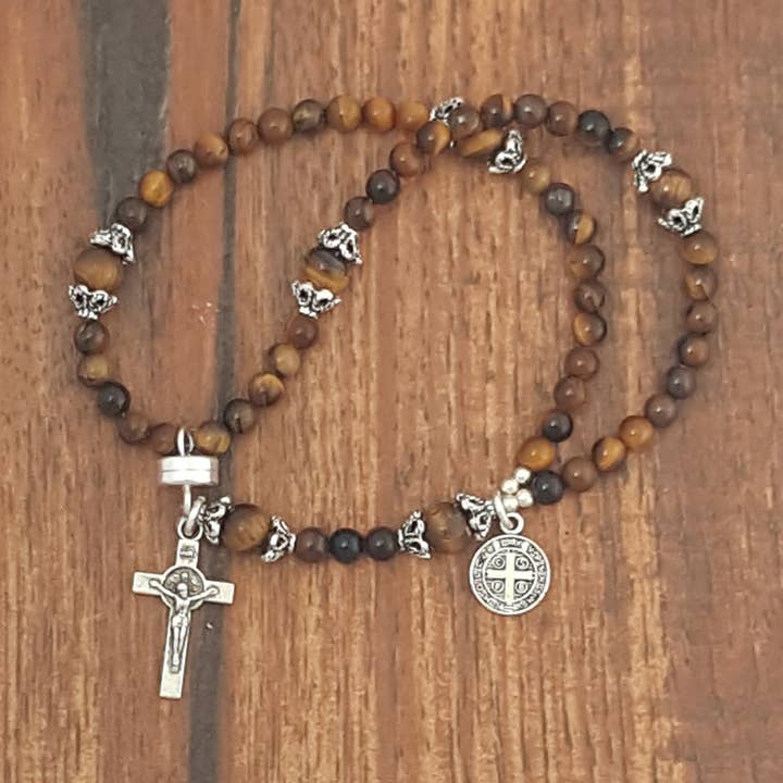 Tiger Eye Wrist Rosary for wholesale by MG Rosary
