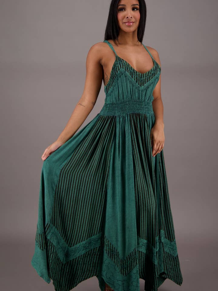 Regal Flair Acid Wash Maxi Dress ADL-24339 for wholesale by Advance Apparels