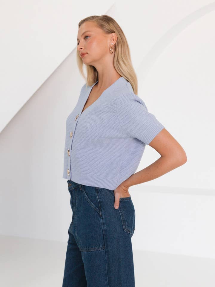 Global Fashion House - Wholesale Knit Top - Women's - GOLD STARFISH BUTTON KNIT TOP2