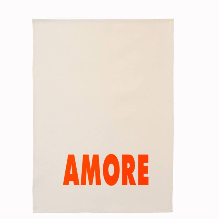 44spaces - Vente Torchons - Torchon AMORE en coton biologique orange néon1