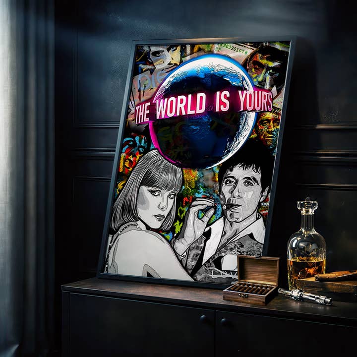 Scarface Le Monde Est à Toi Impression d'Art Pop Urbain Audacieux pour la vente par Belter Prints