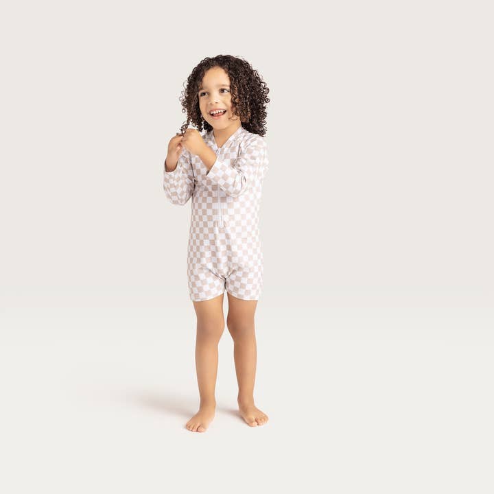 Swim Essentials - Wholesale One Piece Swimsuit - Kids - Swim Essentials | Checkmate Beige Jongens UV Zwempak