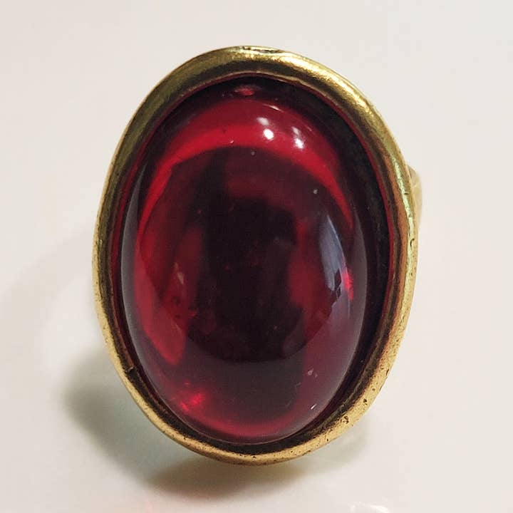 Anel Cameo Grande Vermelho por atacado de Fizz