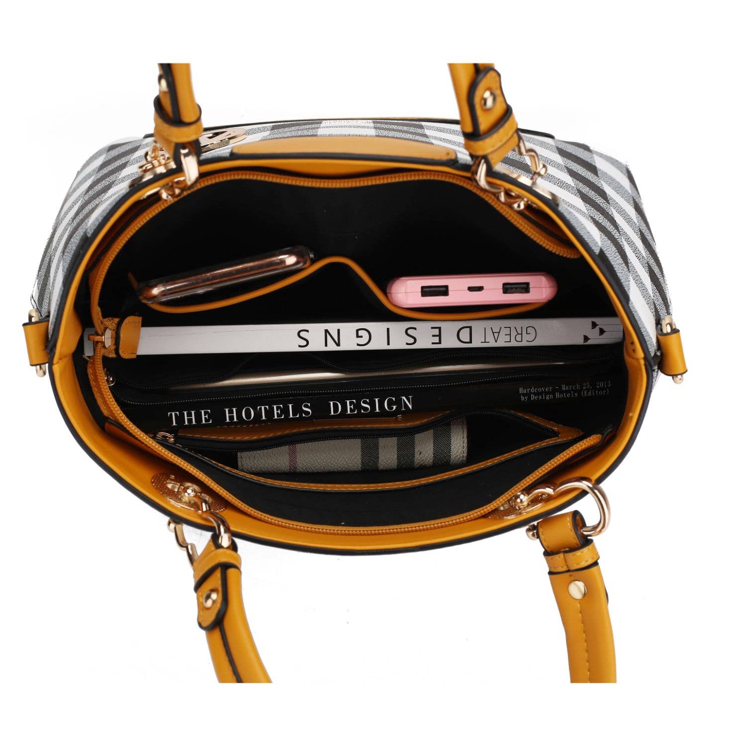 MKF Collection - Wholesale Top Handle Bag - Women's - Gabriella Checker vegan leather Handbag With Wallet by Mia K18