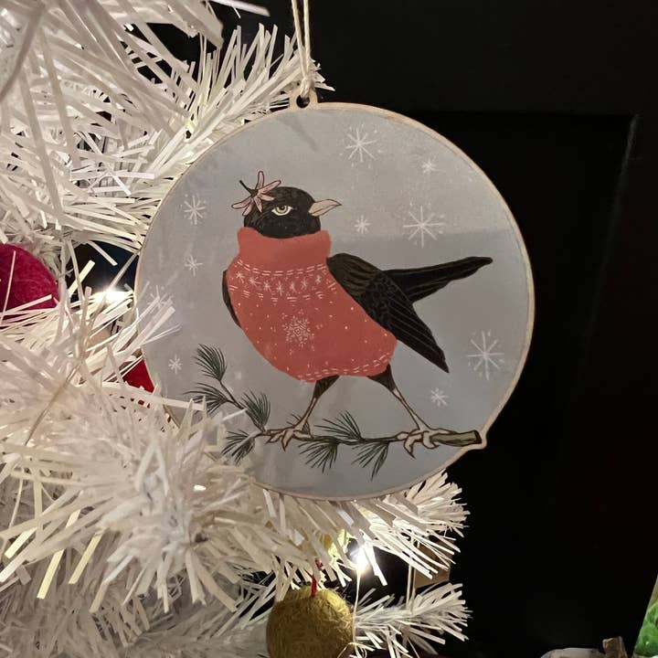 Underbrush Art - Wholesale Ornament - Blackbird sweater ornament 1