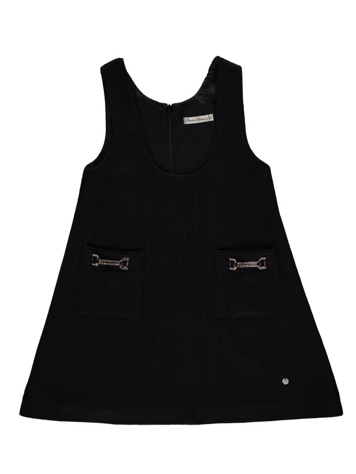 PS23W004012 Abito nero in lana per la vendita all'ingrosso da parte di Piccola Speranza