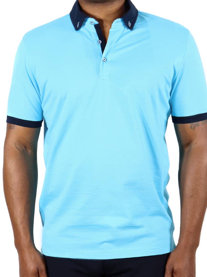 Aqua with Navy Collar for wholesale by Luchiano Visconti