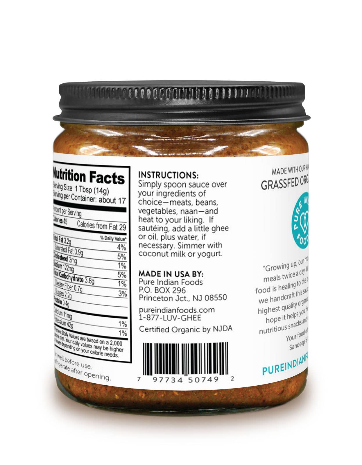 Pure Indian Foods - Wholesale Sauce - Madras Curry Simmer Sauce, Organic2