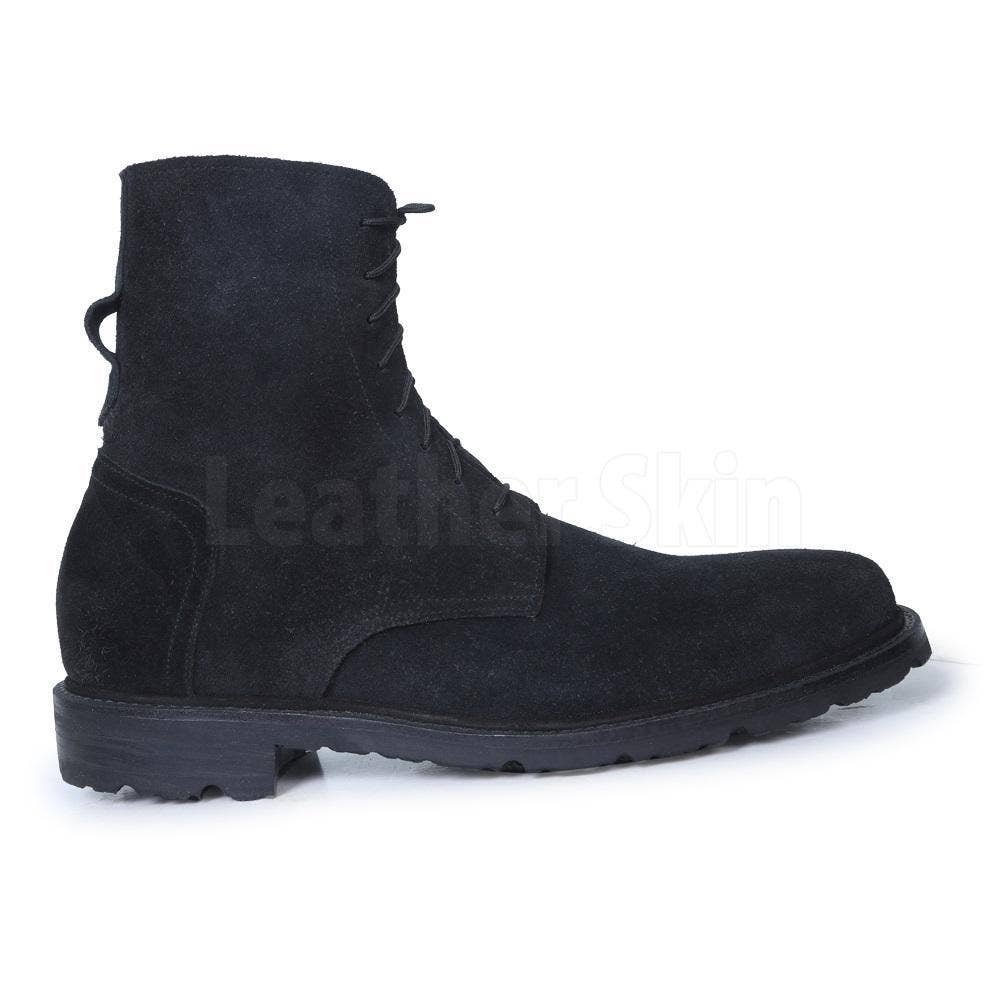 Leather Skin Shop - Wholesale Chelsea Boots - Men's - Men Black Suede Lace Up Ankle Military Leather Boots2