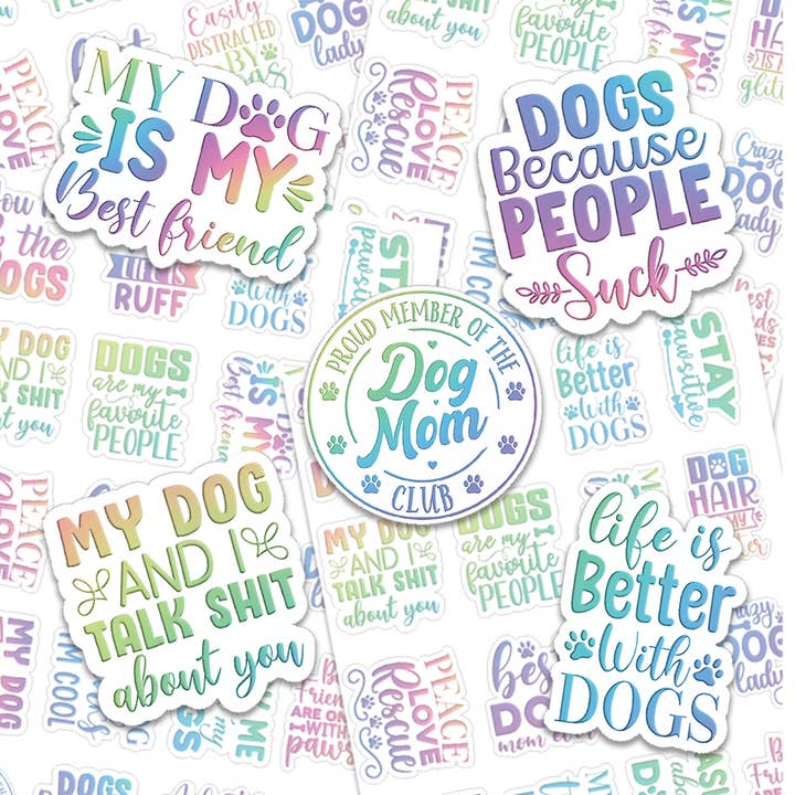 Dog Mom Variety Pack Sticker Sheet for wholesale by Trendy Transfers
