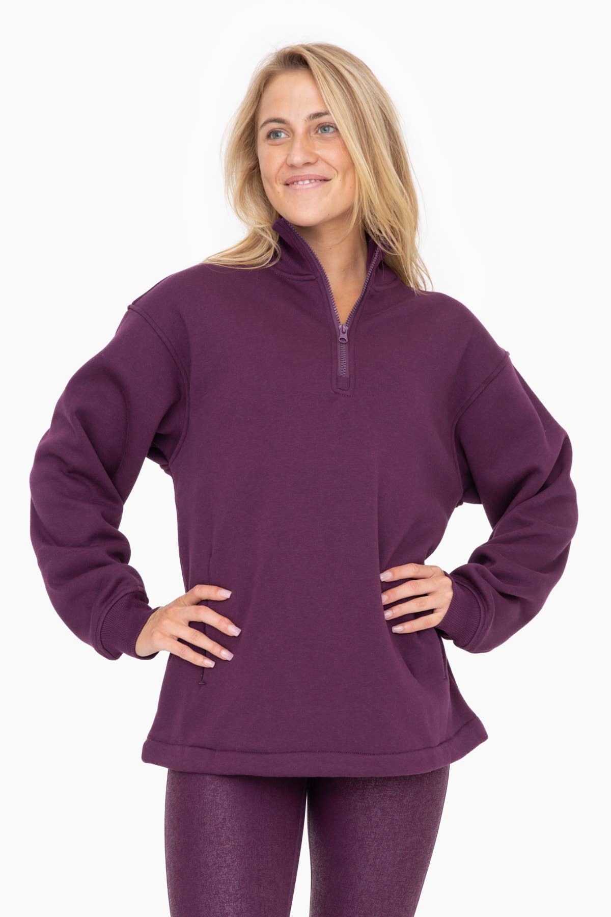 Mono B - Wholesale Sweatshirt - Women's - Half-Zip Drawstring Women's Sweatshirt Pullover0