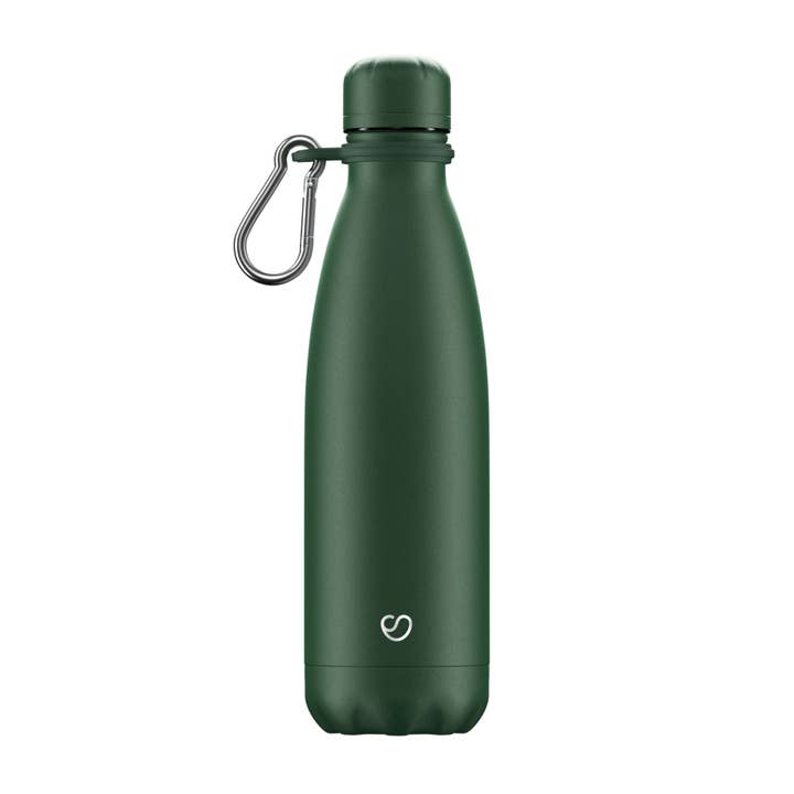 Slokky - Wholesale Water Bottle - Matte Green Thermos Bottle, Lid & Carabiner - 500ml2