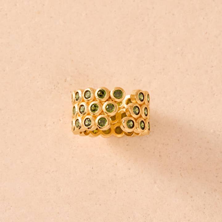 Amélia Trio Dark Green Ring | Jewelry Gold Gift Waterproof for wholesale by Agapée Jewelry