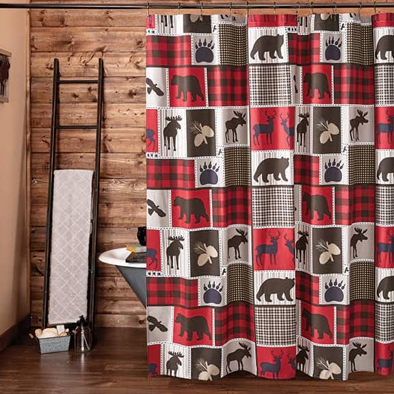 "Lodge Life" Designer Cloth Shower Curtain for wholesale by Duke Imports