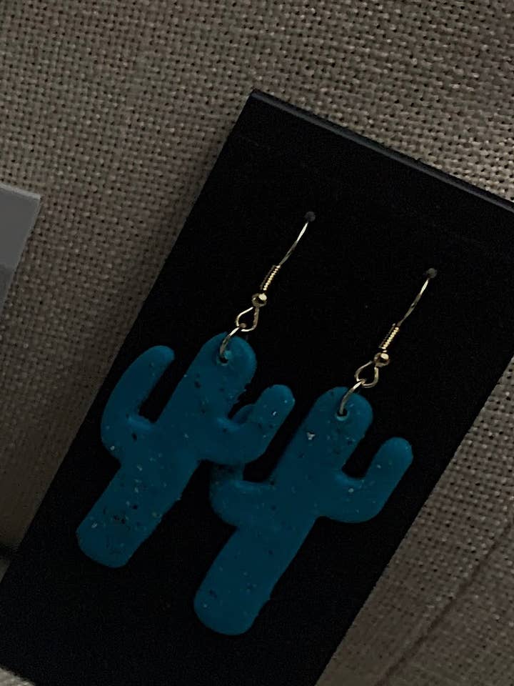 Speckled Turquoise Cactus Dangles for wholesale by Polymearrings Jewelry Co.