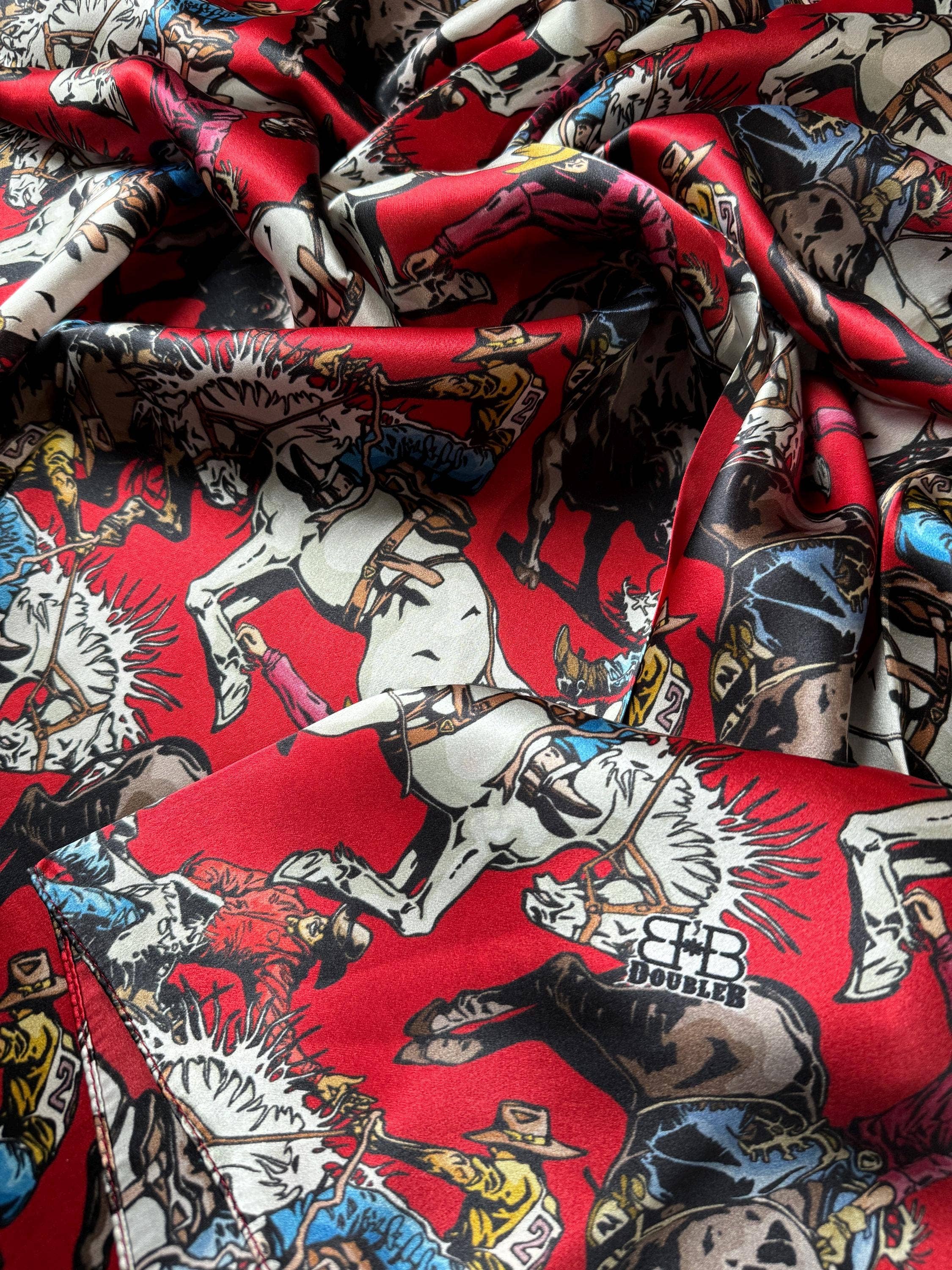 Double B Wild Rags - Wholesale Scarf - Women's - 100% Silk Wild Rag Roughstock Riders Saddle Bronc Bareback Bull rider on Red neck scarf by Double B Wild Rags2