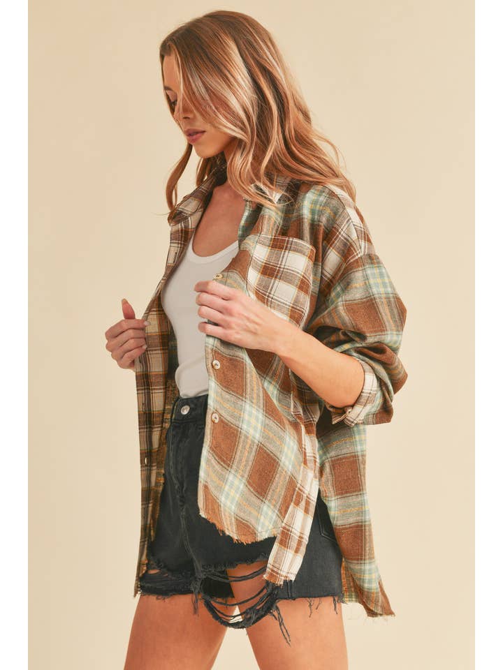 AEMI + CO - Wholesale Button Down Shirt - Women's - 845AN Noelle Flannel Shirt 1