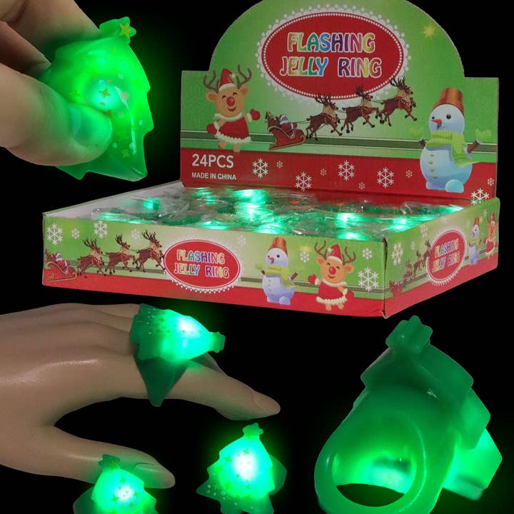 Christmas Tree Jelly Led Light-up Ring - 24 Pcs and other Purchase Wholesale light up toys. Free Returns & Net 60 Terms on Faire trending on Faire.