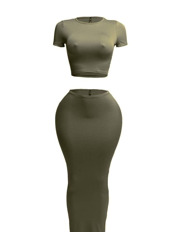 Boswell - Wholesale Top & Skirt Set - Women's - CROP TOP AND LONG SKIRTS SET