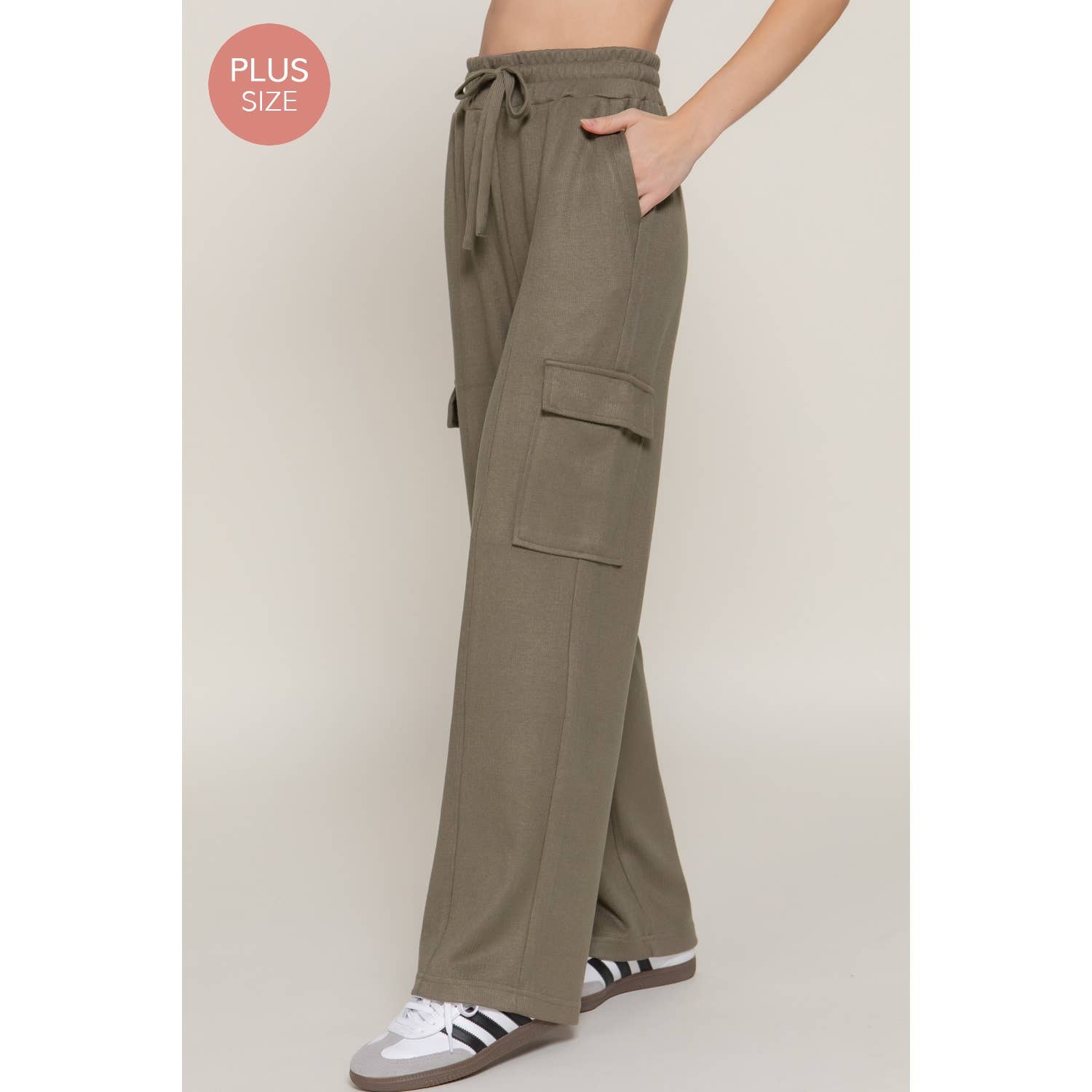 Apolline - Wholesale Pants - Women's - PLUS SIDE POCKET KNIT CORDUROY LONG PANTS11