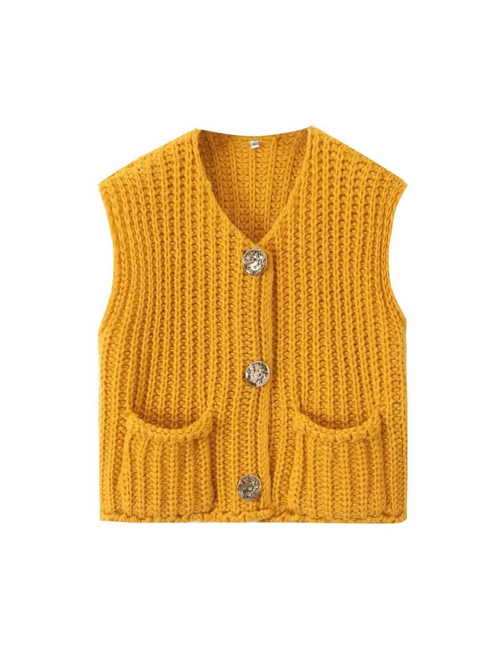 Sweetkama - Wholesale Sleeveless sweatshirts – Women′s - Ladies Solid Color Crew Neck Crop Sweater Vest SKT62126