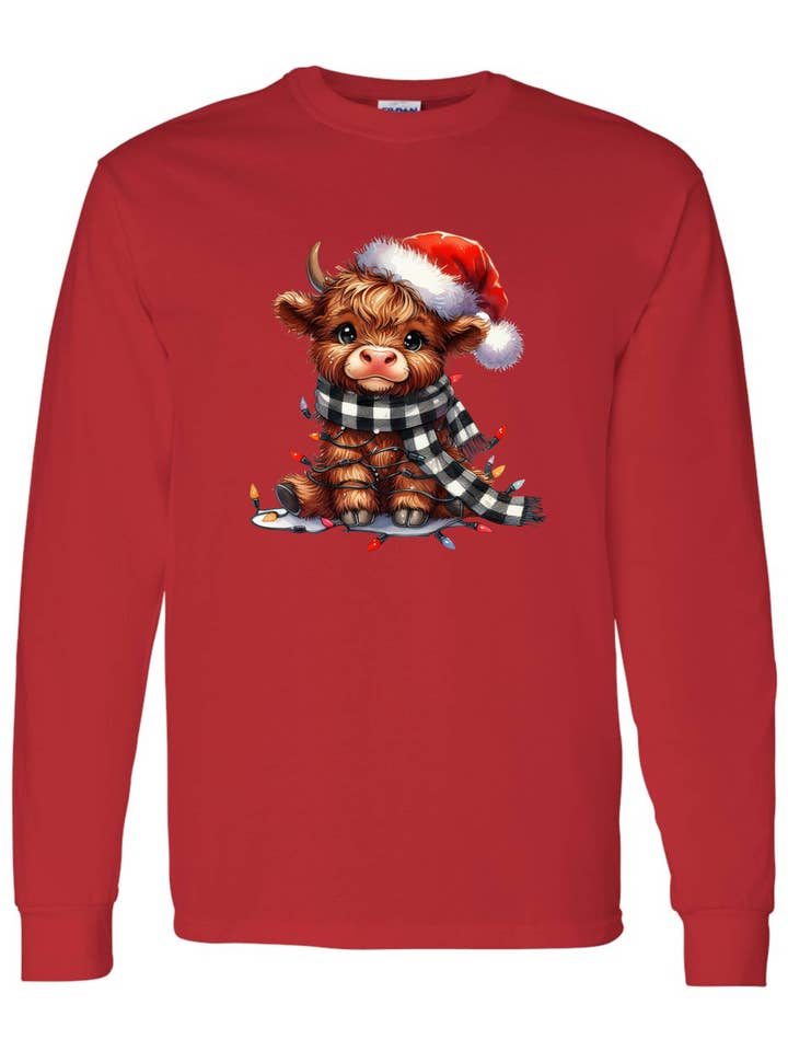 Christmas Cow with lights - Long Sleeve for wholesale by Holy Shirts and Signs
