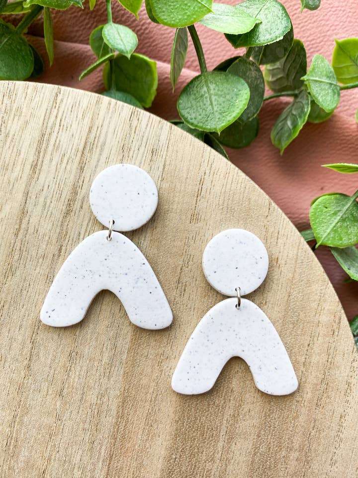 Neutral White Clay Earrings | Lightweight Trendy Earrings for wholesale by A Thread and A Prayer