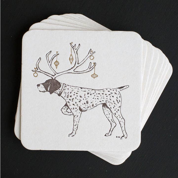 Holiday Pointer Coasters for wholesale by Ancesserie Letterpress