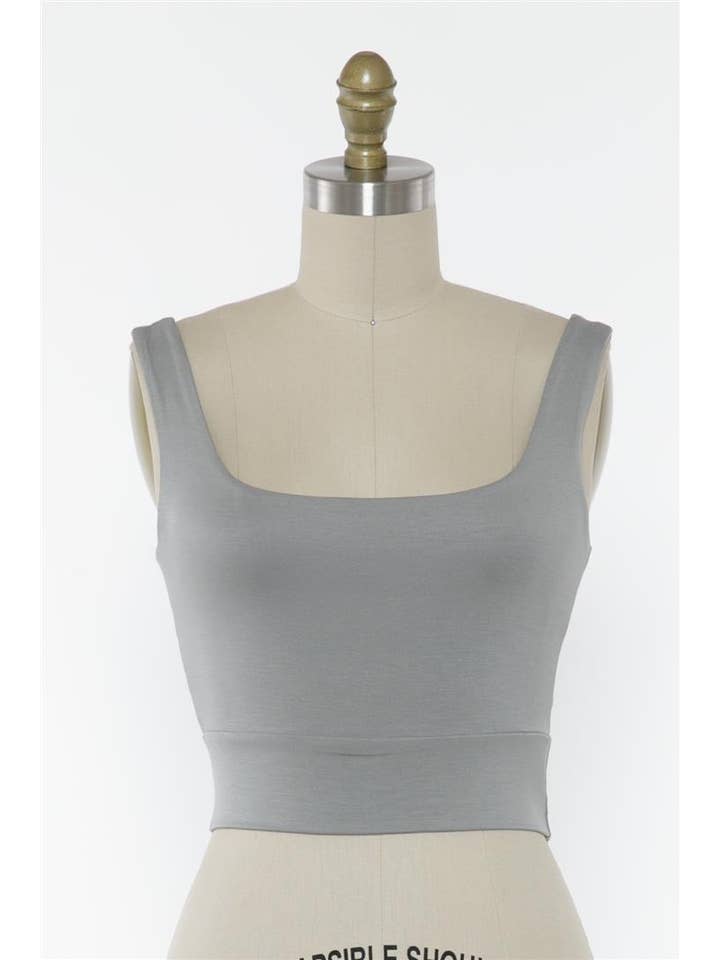 Final Touch - Wholesale Knit Top - Women's - Square Neck Fitted Crop Top - T1685957