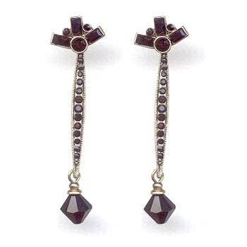 Boucles d'oreilles Long Jet Cristal et Perle E563 pour la vente par Sweet Romance Jewelry