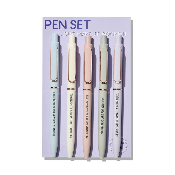 Bookish Funny Reader Pens - Set of 5 Ballpoint Pens for wholesale by La Folie Press