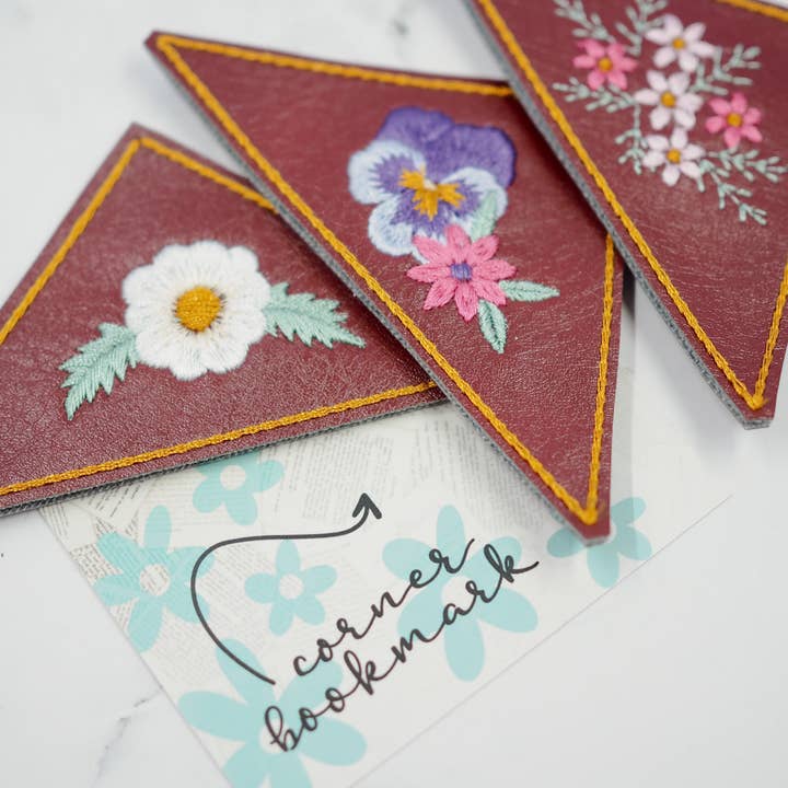 Floral Embroidered Corner Bookmark for wholesale by Little L Designs