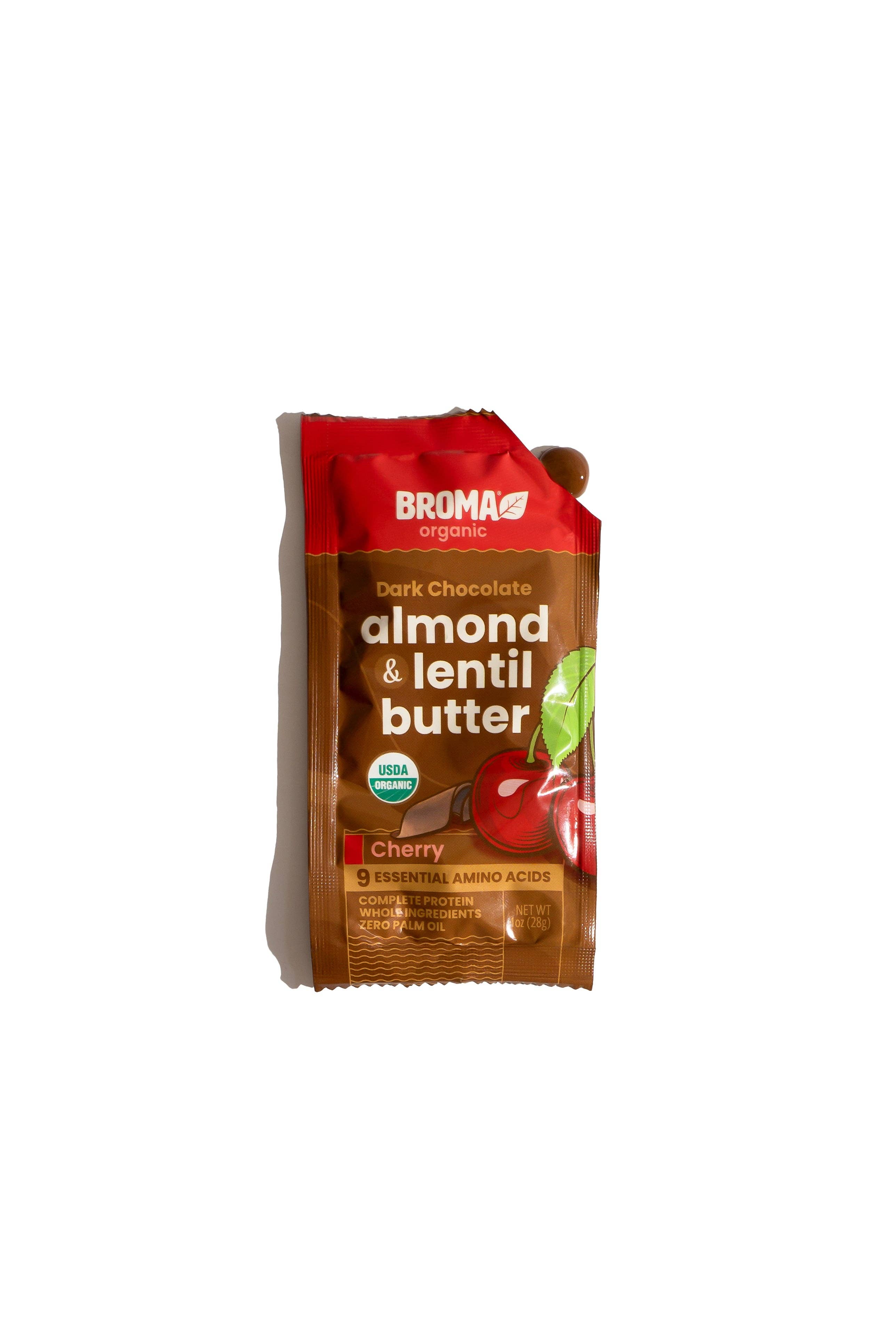Broma - Wholesale Nut Butter - Broma Dark Chocolate Cherry Almond + Lentil Butter Sachet3