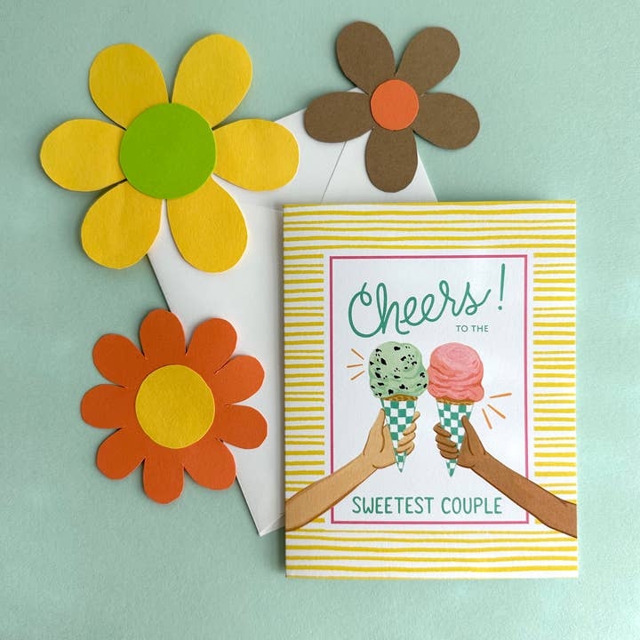 Yeppie Paper – Großhandel Hochzeitskarte – Ice Cream Cone Cheers Mint Chip Erdbeer-Glückwunschkarte zur Hochzeit4