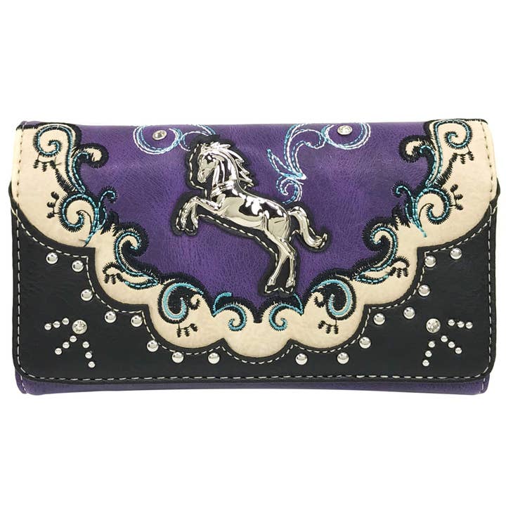 Silver Horse Western Crossbody Wallet for wholesale by Lunar Deer