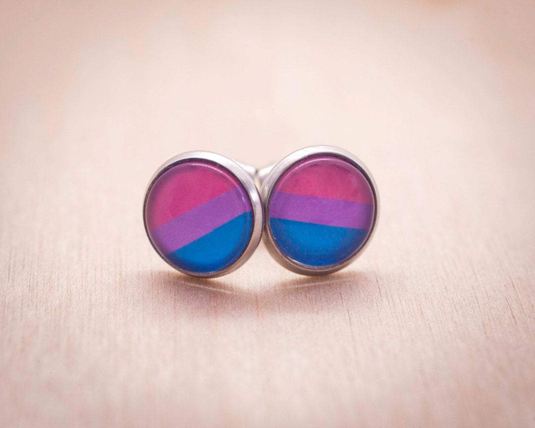 Crafty Queer Studio - Wholesale Stud/Post Earrings - Bisexual flag pride LGBTQ+ earrings - stud or dangle1