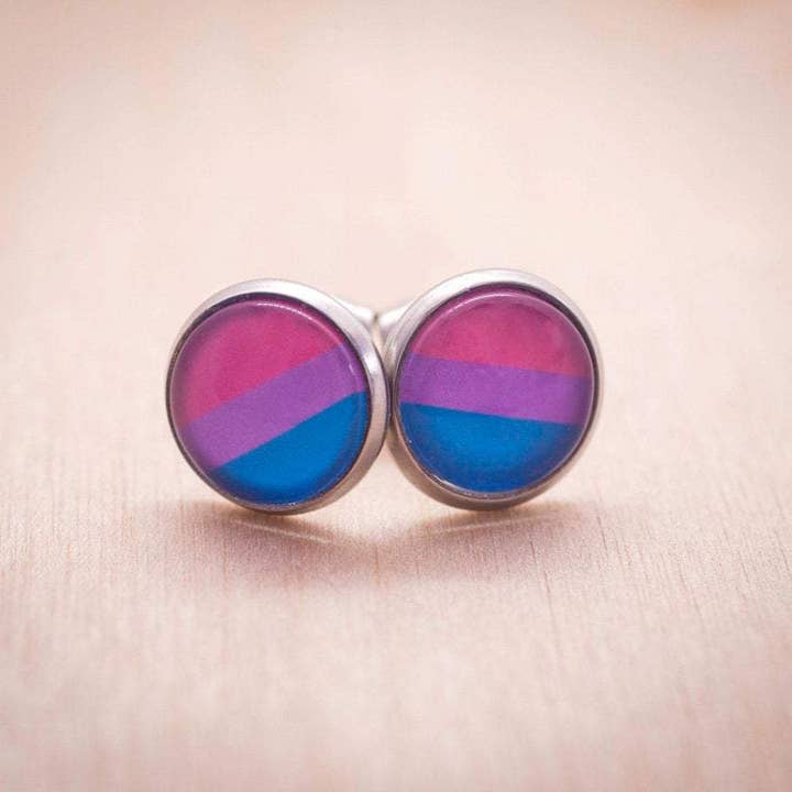 Crafty Queer Studio - Wholesale Stud/Post Earrings - Bisexual flag pride LGBTQ+ earrings - stud or dangle1