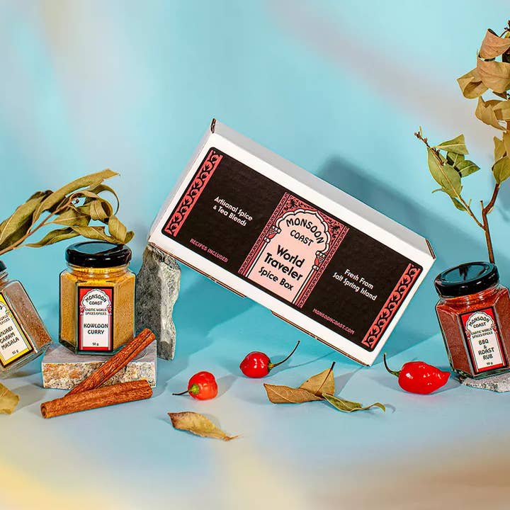 World Traveler Spice Box for wholesale by Monsoon Coast - Exotic World Spices