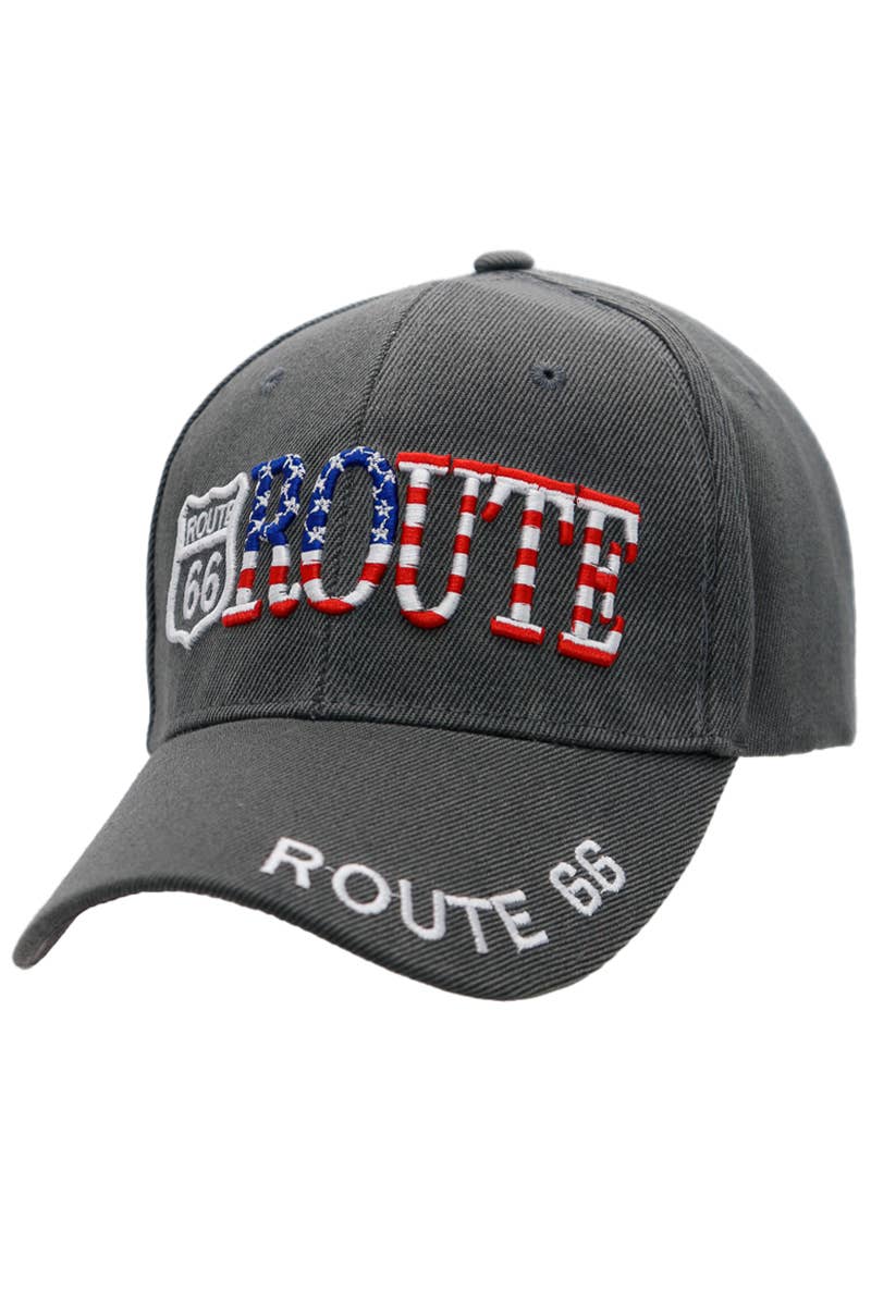 Cap Zone - Wholesale Honkbalpet - Uniseks - Route 66 baseballpet met Amerikaanse vlag en logo5