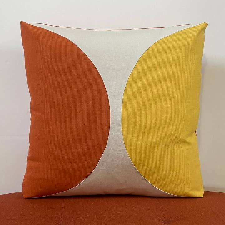 Sunbrella Eclipse Pillow in Daffodil/Cayenne for wholesale by Oblique Studio