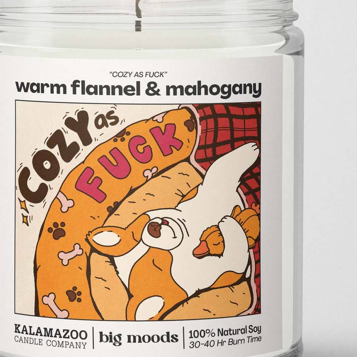Big Moods - Wholesale Jar/Filled Candle - "Cozy as Fuck" warm flannel & mahogany - Luxury Soy Candle1