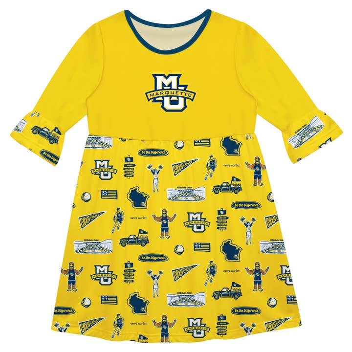 Marquette Golden Eagles 3/4 Sleeve Impressions on Skirt for wholesale by Vive La Fete