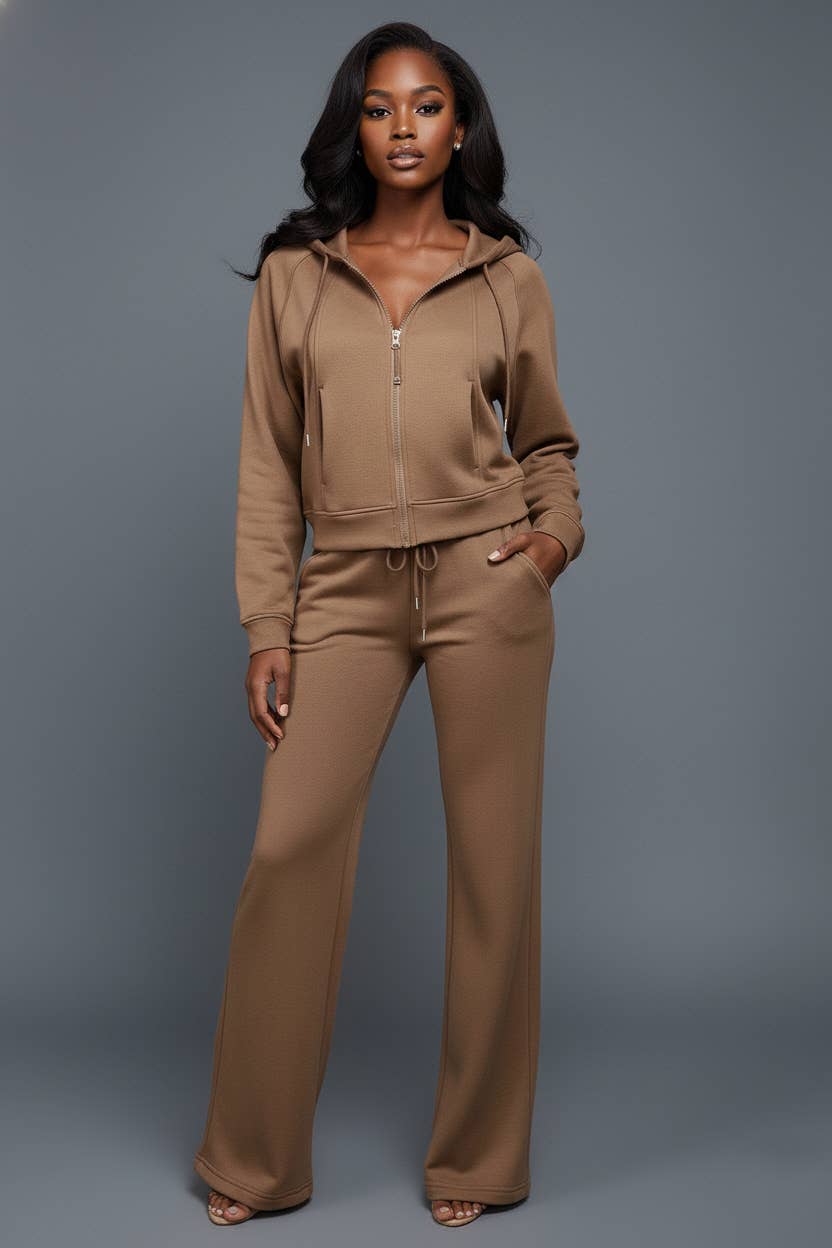 5besties inc - Wholesale Lounge Set - Women's - ZIP UP FRONT COZY STRAIGHT LEG LOUNGE SET5