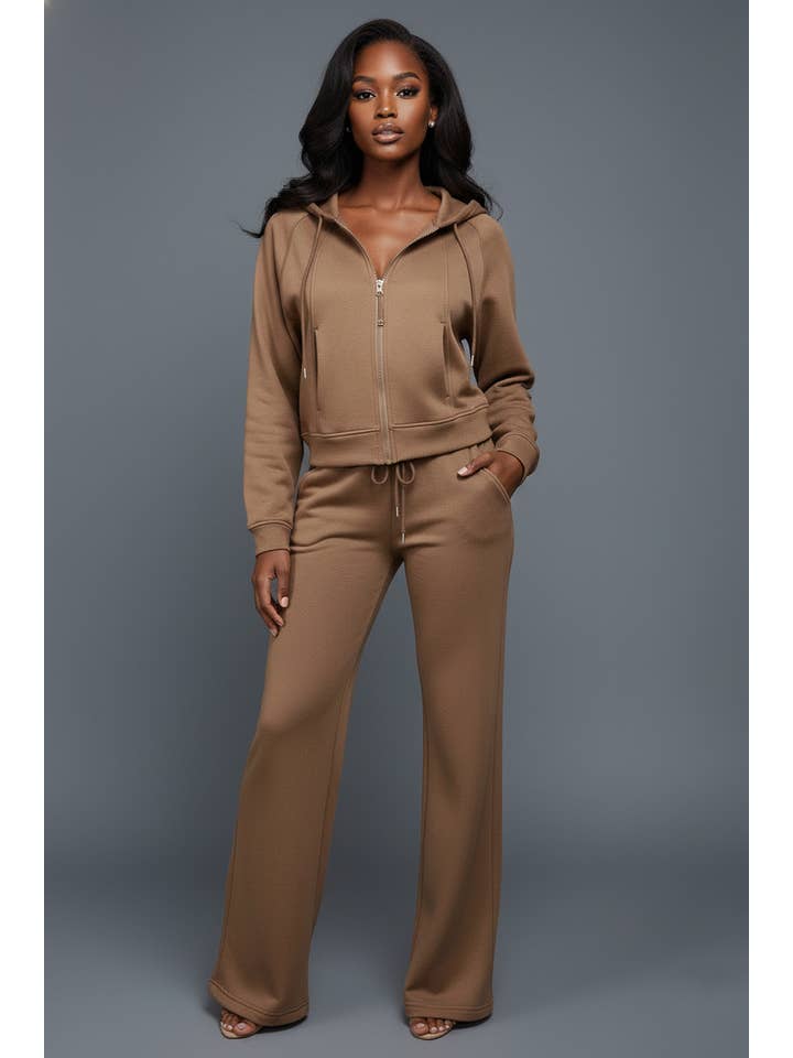 5besties inc - Wholesale Lounge Set - Women's - ZIP UP FRONT COZY STRAIGHT LEG LOUNGE SET5