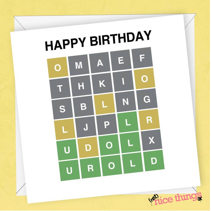 Carte d'anniversaire Wordle | Carte d'anniversaire amusante pour la vente par NotNiceThings